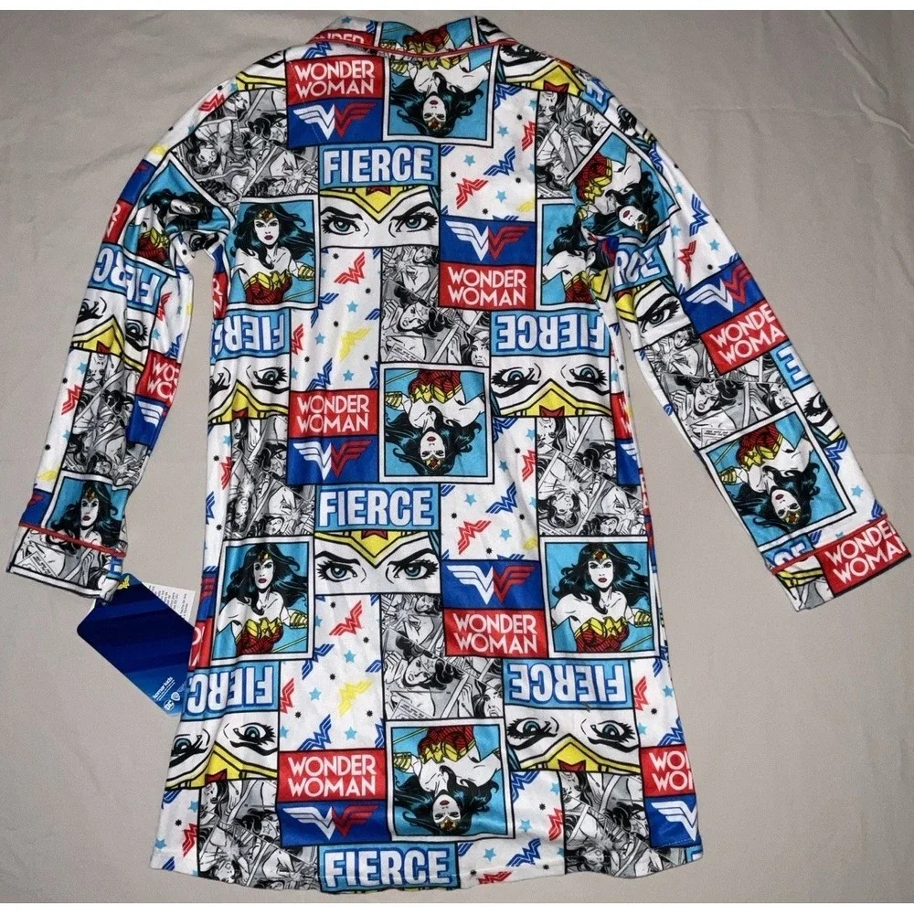 NWT Girls' DC Comics Wonder Woman‎ Flannel Pajamas Night Shirt Flame Resistant 8
